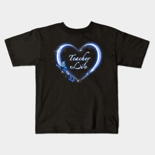 Teacher Life Butterfly Heart Kids T-Shirt